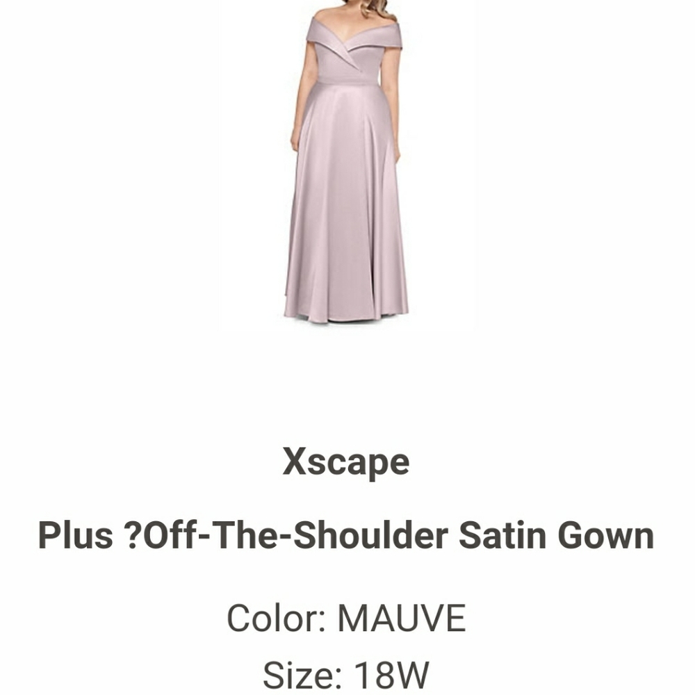 Xscape Off-the-Shoulder Satin Gown Dress
